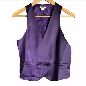 Jason Wu- NWT Dark Purple Satin Matching Vest and Split Flare Pants Suit Set